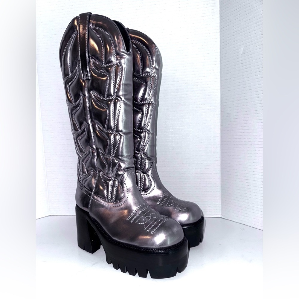 Jeffrey Campbell Honky Tonk Pewter western Boots 5.5